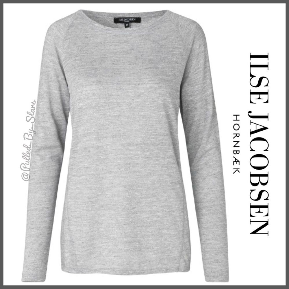 ILSE JACOBSEN Grey Melange Slub Jersey Raglan Sleeve T-Shirt - Size XS - NWT!